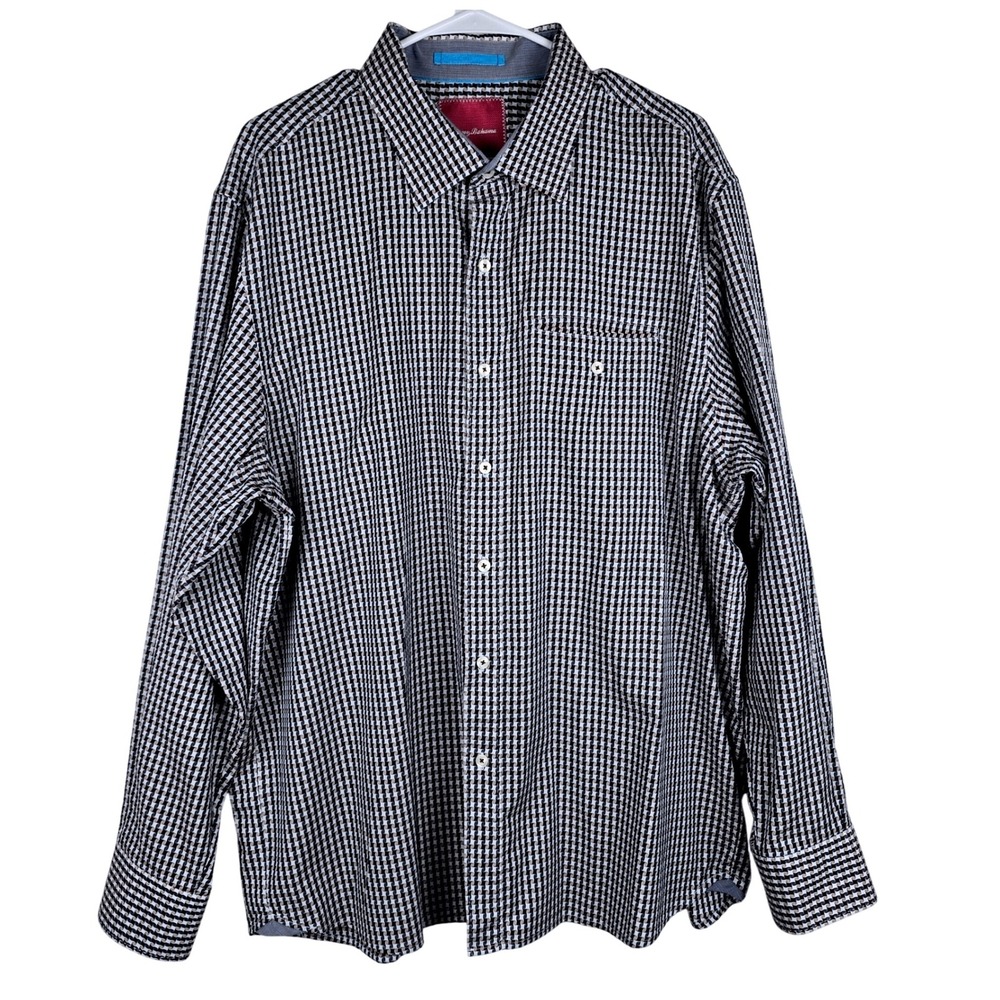 Tommy Bahama Mens XL Long Sleeve Button Down Shirt Geometric Cotton Burgundy